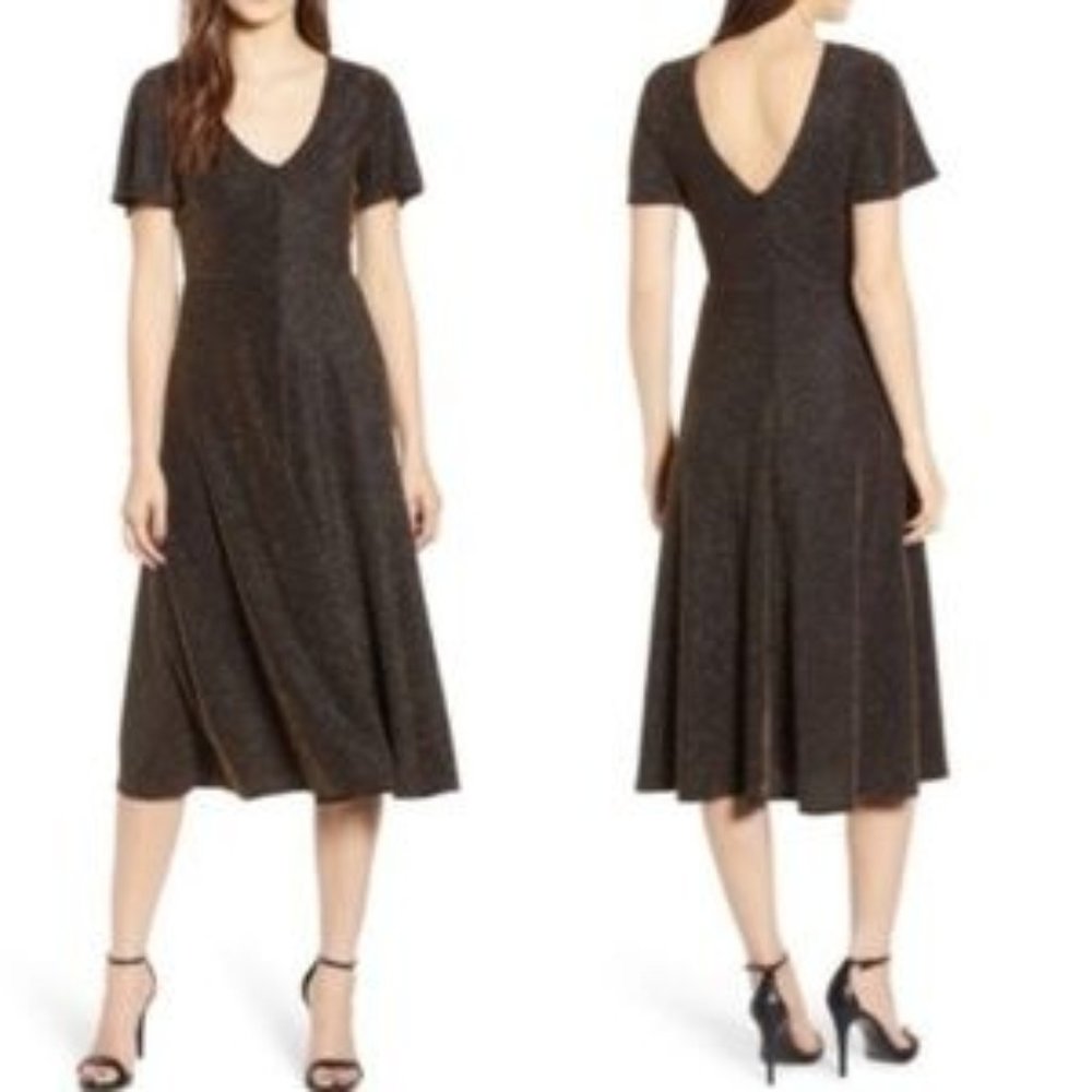 LEITH Metallic Gold and Black Sparkle Stripe